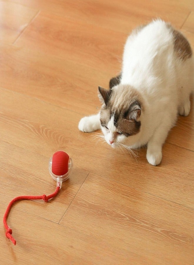 Claudelle Interactive Cat Toy - Cat Toys for Indoor Cats Smart Silicone Rolling Ball with Tail,Bird Sound,Obstacle Avoidance and Motion Activated,Kitten Puzzle Toys for Bored Indoor Adult Cats (Red) - Image 2